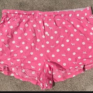 VS PINK  - PINK & WHITE POLKA DOT & DOG PRINT LOGO BOXER SHORTS sz MEDIUM